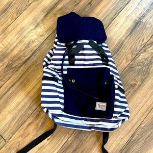 Tevha Navy and White Nautical Striped Backpack! EUC